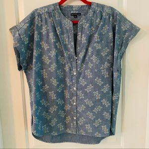 J Crew Floral Chambray Top